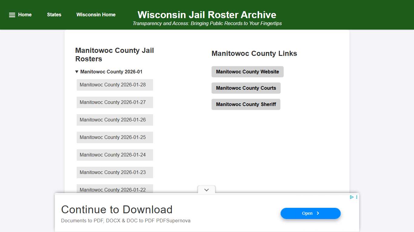Manitowoc County - Wisconsin Jail Rosters